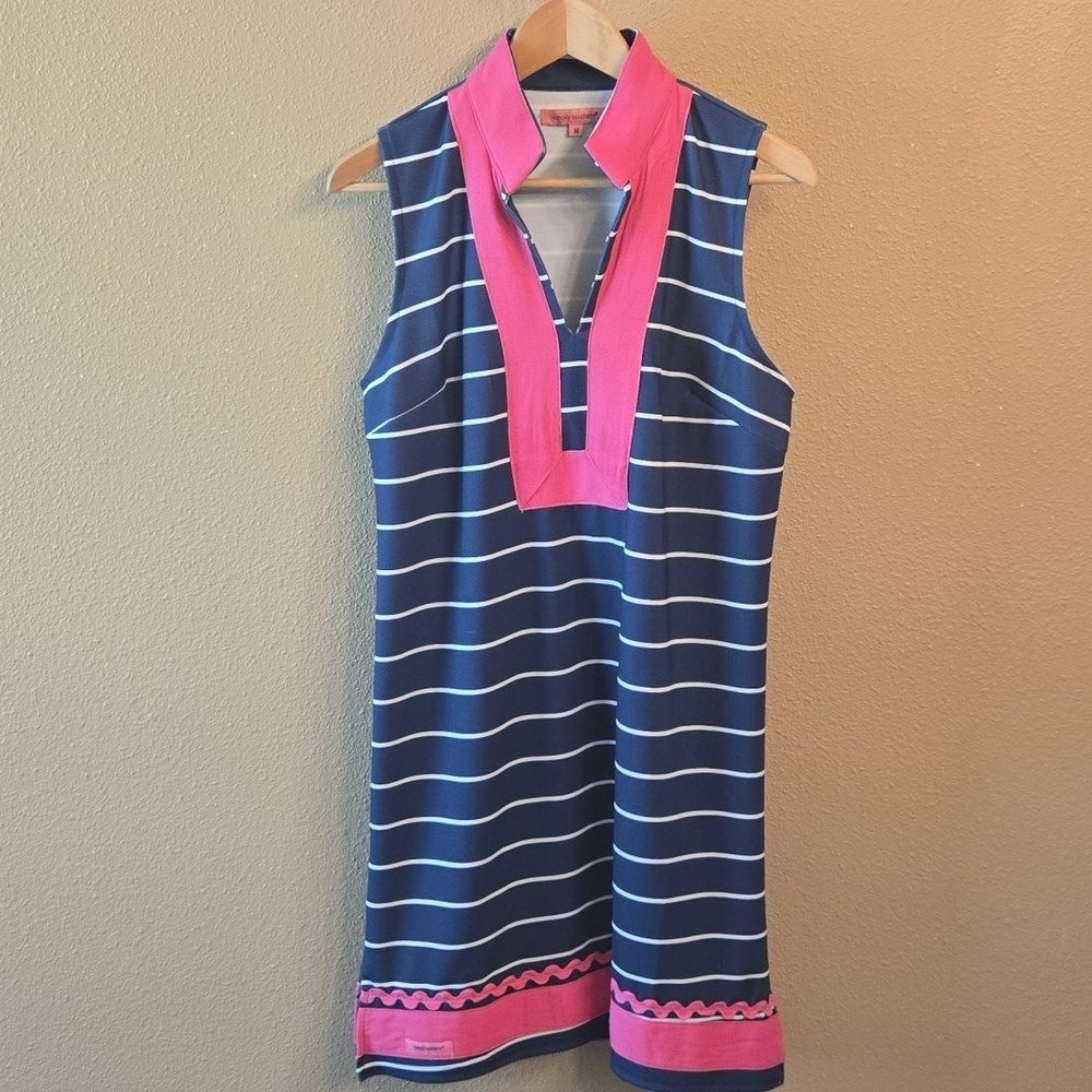 Simply Southern Pink Navy Striped Dress